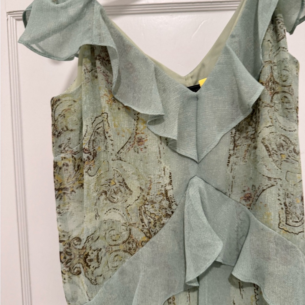 BCBGMaxAzria Asymmetrical Mint Dress with Ruffles - Picture 8 of 9